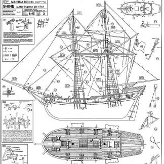 Cutter HMS Shine 1712 ship model plans