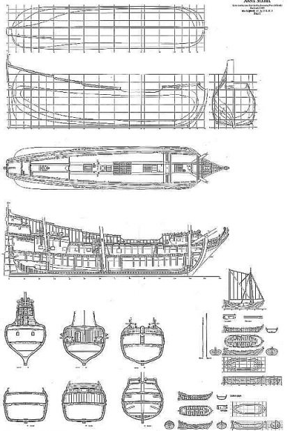 Fluit Anna Maria 1694 ship model plans
