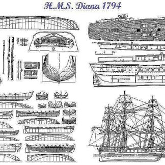 Frigate HMS Diana 1853 ship model plans