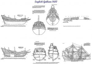 Galleon (English) 1610 ship model plans