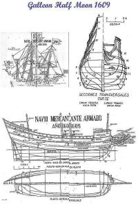 Galleon Half Moon 1609 ship model plans