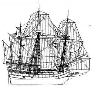 Piani del modello di nave del Galeone XVIc