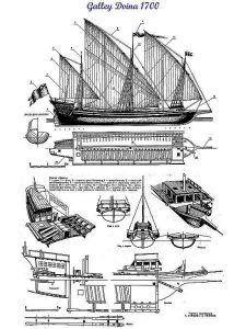 Galley Dvina 1721 ship model plans