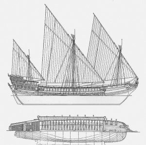 Galley (French) XVIIc ship model plans