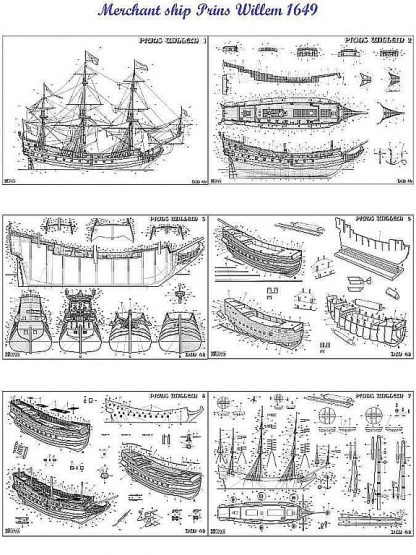Indiaman East Prins Willem 1651 ship model plans