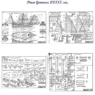 Pinco Genovese XVIIIc ship model plans