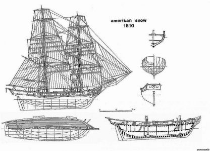 Schooner American Snow 1810 ship model plans