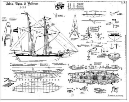 Schooner Harvey 1848 - Baltimore ship model plans
