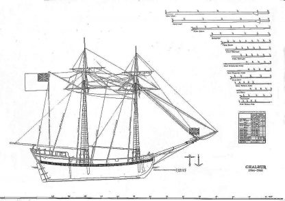 Schooner HMS Chaleur 1764 ship model plans