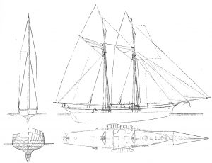 Schooner Yacht Velox 1875 ship model plans