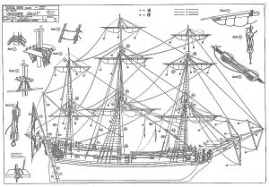 Sloop Peregrine Galley 1700 ship model plans