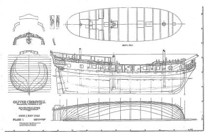 Sloop Privateer Oliver Cromwell 1777 ship model plans