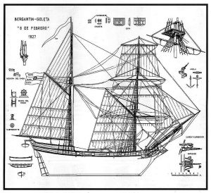 Topsail Schooner 8 De Febrero 1827 ship model plans