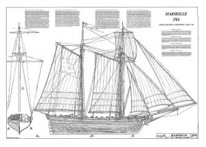 Topsail Schooner Marseille 1764 ship model plans