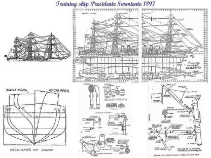 Training Vessel Presidente Sarmiento 1897 ship model plans