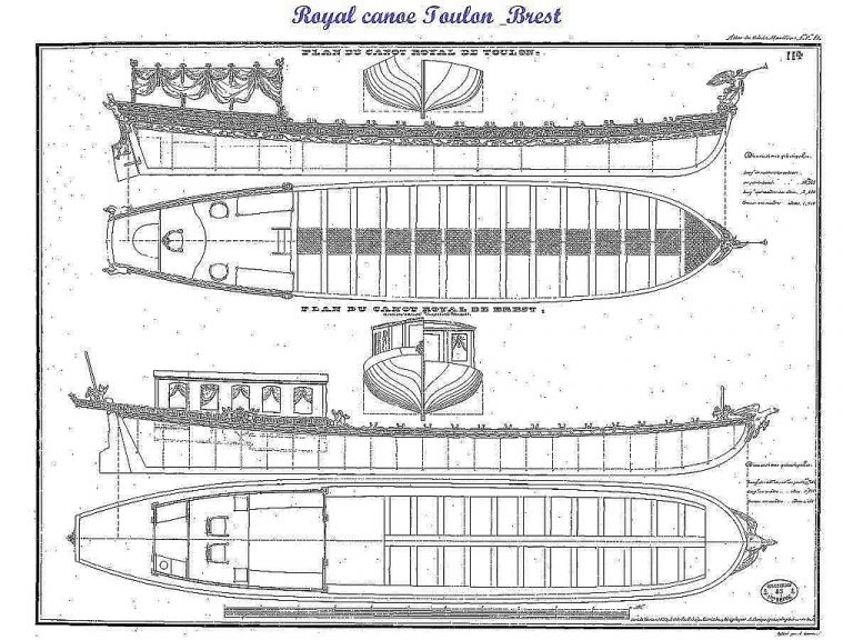 Barge Royal Canoe Toulon & Brest XIXc ship model plans Best Ship Models