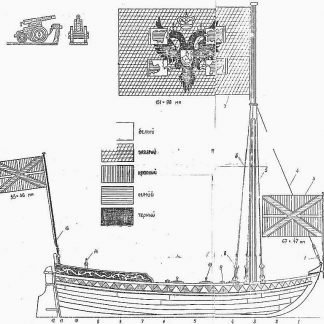 Boat Botik Petra I 1688 ship model plans